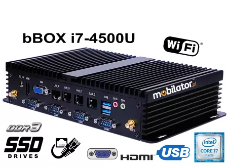 bBOX i7-4500U v.5 - Modern, rugged computer with reinforced housing, 6 COM ports and 4 LAN ports