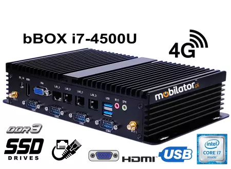 bBOX i7-4500U v.6 - Dustproof mini Industrial computer with 4G LTE technology and 256 GB sSD disk
