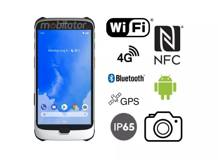 MobiPad Sun n68 v.2 - Durable (IP65 + 1.5m drop) 4GB RAM + 64GB ROM data terminal - with a 2D code scanner (Android 8.1 System) and GPS + 4G + Bluetooth + NFC