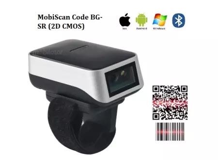 MobiScan Code BG-SR v.2 - Lekki bezprzewodowy, mały przenośny skaner kodów QR 2D IMAGE w formie pierścionka (Bluetooth, Wireless 2.4 GHz)