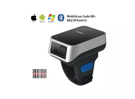 MobiScan Code BG-SR v.3 - Bezprzewodowy, mały pierścionkowy skaner kodów kreskowych 1D LASER (Bluetooth, Wireless 2.4 GHz)