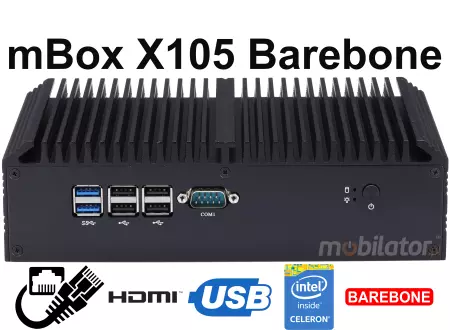 mBox X155 Barebone - Przemysłowy MiniPC z procesorem Intel Celeron 3865U