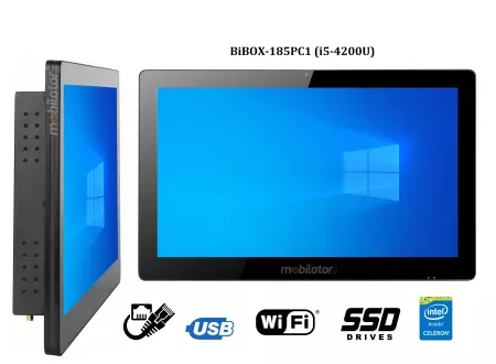 BiBOX-185PC1 (i5-4200U) v.1 - Waterproof, fanless industrial panel computer with IP65 and WiFi resistance standard