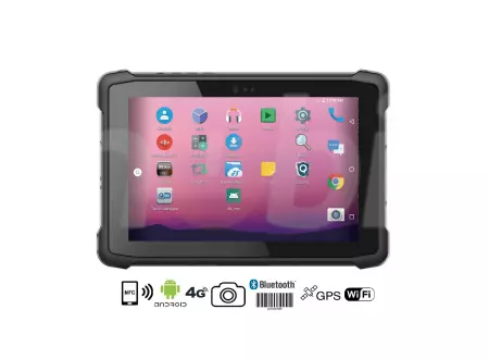 Wytrzymały 8-calowy tablet przemysłowy (IP65 + MIL-STD-810G) z NFC, pamięcią 4GB RAM, dyskiem 64GB ROM, Bluetooth 4.1, NFC i skanerem kodów 1D MOTO - Emdoor Q11 v.2
