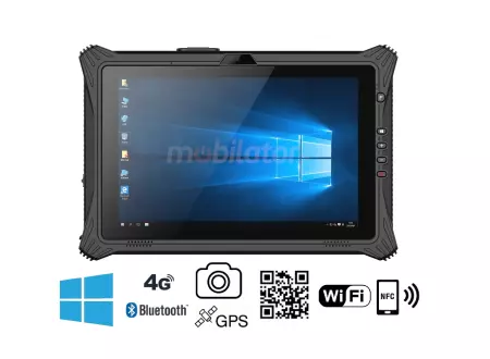 Rugged 10 inch tablet (IP65 + MIL-STD-810G) with Windows 10 Home, Honeywell 2D code scanner, 8GB RAM, 128GB ROM disk, BT 4.2, NFC - Emdoor I10U v.2 