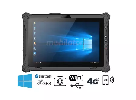 Waterproof 10.1 inch tablet (IP65 + MIL-STD-810G) with NFC, Windows 10 Home, 8GB RAM, 128GB ROM, Bluetooth 4.2 - Emdoor I10U v.14 