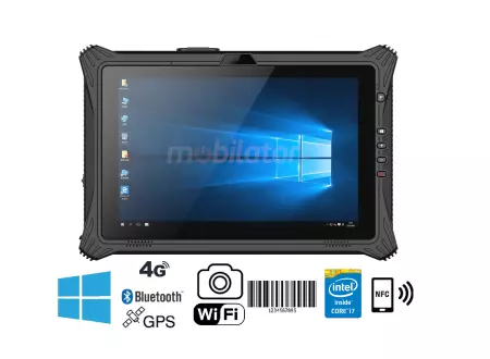 Emdoor I10U v.17 - Dustproof 10 inch tablet with i7 processor, NFC, Windows 10 Home S, Bluetooth 4.2, 1D MOTO barcode scanner, 16GB RAM and 256GB SSD 