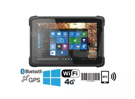 Industrial 10 inch tablet with 1D MOTO code reader, Bluetooth 4.2, 4GB RAM, 64GB ROM, NFC, 4G and Windows 10 IoT - Emdoor I11H v.7 