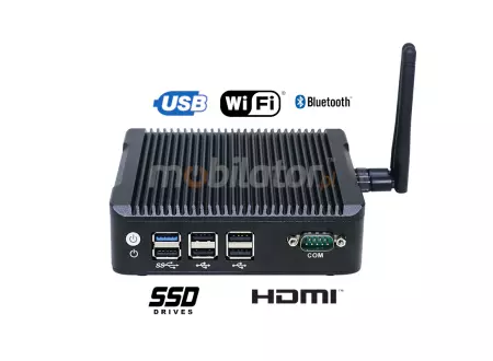 Computer Industry Fanless MiniPC IBOX N3P v.6 - Intel Pentium processor, 4x USB 2.0, 1x HDMI, 2x USB 3.0, 1x RS232 and 2x RJ-45 LAN, 512GB SSD disk and 8GB RAM