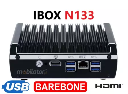 IBOX N133 v.1  BAREBONE - Odporny miniPC z dwurdzeniowym procesorem Intel Core, portami 4x USB 3.0 oraz 6x LAN