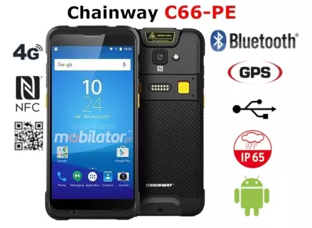  Przemysłowy terminal danych ze skanerem 2D Honeywell N6603, 3GB RAM i 32GB ROM, modułem NFC i GPS   Chainway C66-PE