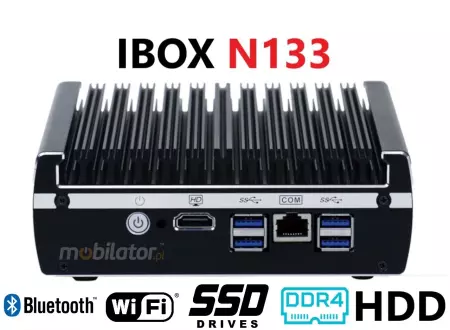 IBOX N133 v.10 - MiniPC with aluminum housing, 8GB RAM, Intel Core processor, USB 3.0 connectors and HDD drives with SSD, Bluetooth and WiFi