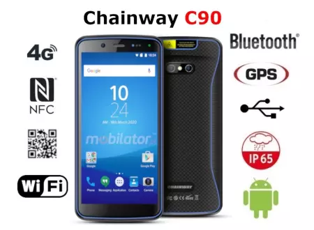 Wytrzymały energooszczędny Przemysłowy kolektor danych Odporny na pył i wodę Terminal mobilny  Chainway C90