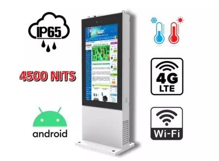 NoMobi Trex 65 v.8 - Przystosowany do warunków zewnętrznych panel stojący z ekranem 65 cali, systemem grzewczym, dostawą drogą morską (ok. 2,5 miesiąca)