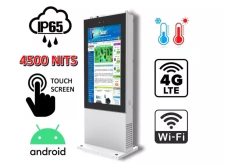 NoMobi Trex 65 v.10 - Dedykowany na zewnątrz totem z 65-calowym dotykowym wyświetlaczem o jasności 4500 nitów, odporny na kradzież (ok. 2,5 miesiąca dostawy)