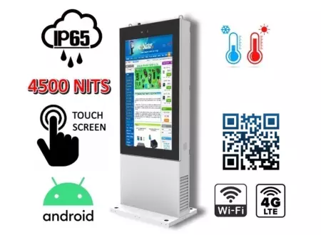 NoMobi Trex 65 v.15.1 - Wodoodporny totem LCD z interaktywnym ekranem HD, wbudowaną regulacją temperatury, alarmem przeciwkradzieżowym i dostawą lotniczą (ok. 14 dni)
