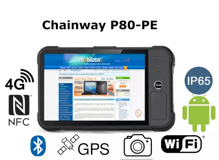  Przemysłowy tablet z ekranem 8-calowym bezwentylatorowy dotyk pojrmnościowy  Chainway P80-PE