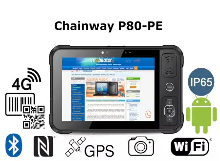 tablet przemysłowy ze skanerem kodów kreskowych 2D oraz NFC Chainway P80