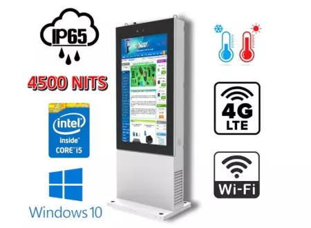 NoMobi Trex 65W v.13 - multimedialny wyświetlacz reklamowy, wzmocniony totem stojący z ekranem 65 cali o rozdzielczości FHD i bardzo dużej jasności 4500nits, z systemem chłodzenia i grzewczym oraz dostawą samolotem (14 dni)