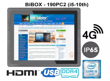 Wydajny panelowy komputer z łącznością 4G, Intel Core i5, 16 GB RAM   ekran dotykowy Odporny wytrzymały  BiBOX-190PC2