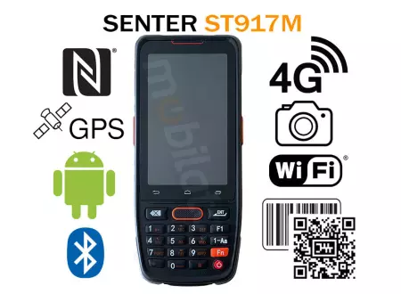 SENTER ST917M Przemysłowy kolektor danych odpory na upadki z NFC, GPS, 4GB ROM, 64GB RAM i czytnikiem kodów 2D