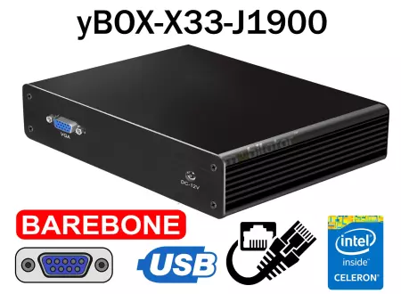 Wzmocniony budżetowy mały Komputer Przemysłowy Fanless MiniPC yBOX-X33-J1900 Barebone