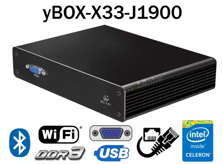 Wydajny przemysłowy komputer do biura i pracy 6XLAN, 1TB SSD, WiFi, yBOX-X33-(6xLAN)-J1900 v.5