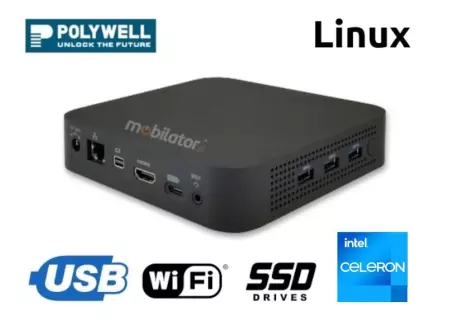 Specjalistyczny mini PC wytrzymały przystosowany do pracy w ekstremalnych temperaturach Polywell-N4100-NGC3 Celeron odporny i niezawodny Linux