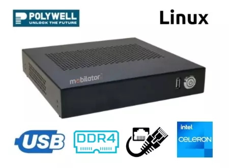 Specjalistyczny wzmocniony miniPC z wydajnym procesorem Intel Celeron Polywell-J4125AEL2 Celeron z zainstalowanym systemem operacyjnym Linux