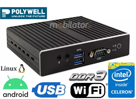 Wielofunkcyjny małych rozmiarów komputer przemysłowy z procesorem Intel Celeron  Polywell-Nano-N3350D