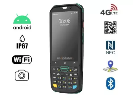 Kolektor danych na wózek widłowy z dokładnym czytnikiem kodów kreskowych QR MobiPad H-H4 z telefonem komórkowym