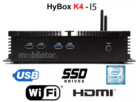 HyBOX K4 - Lekki i mały komputer przemysłowy do użytku  w transporcie 