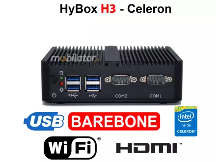 HyBOX H3 -  Bezwentylatorowy komputer przemysłowy z wydajnym procesorem w metalowej obudowie