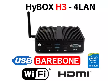 HyBOX H3-4LAN - Energooszczędny miniPC przemysłowy w metalowej obudowie do użytku w transporcie i na magazynie