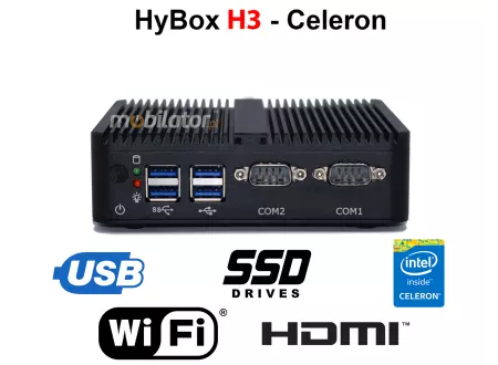 HyBOX H3 - Celeron J4125 -  Energooszczędny, wydajny i wytrzymały miniPC do użytku w przemyśle, transporcie
