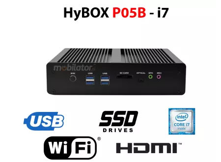 HyBOX P05B - Energooszczędny miniPC przemysłowy w metalowej obudowie do użytku w transporcie i na magazynie