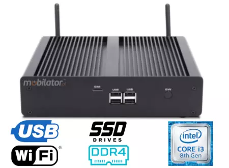 HyBOX TH55 wielofunkcyjny energooszczędny komputer specjalistyczny odporny na niskie temperatury  Intel i3, WiFi, 16GB RAM, 256GB SSD 