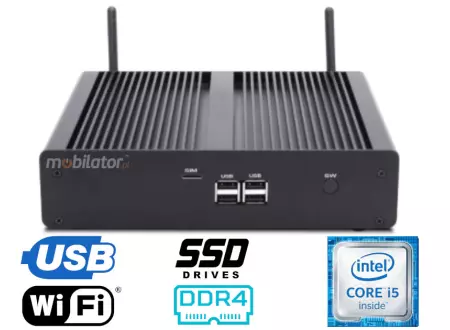HyBOX TH55H Odporny komputer przemysłowy Wielofunkcyjny małych rozmiarów Wydajny bezwentylatorowy z  procesorem Intel Core i5 Bezwentylatorowy Energooszczędny 