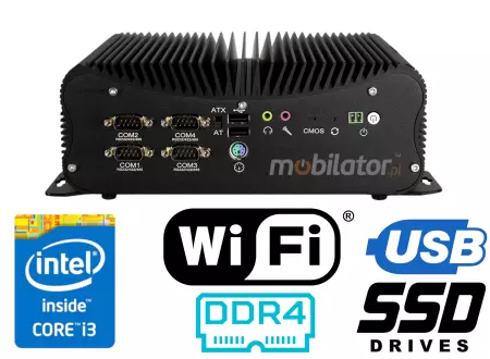 HyBOX 1012B-D4  wielofunkcyjny wydajny specjalistyczny MiniPC do użytku w transporcie z procesorem Intel Core i3