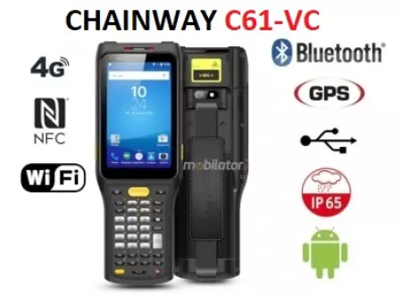 Terminal danych Wytrzymały energooszczędny Wstrząsoodporny Pyłoodporny  dla hurtowni z ekranem 4 cale, IP65, 13Mpx kamera Chainway C61-VC