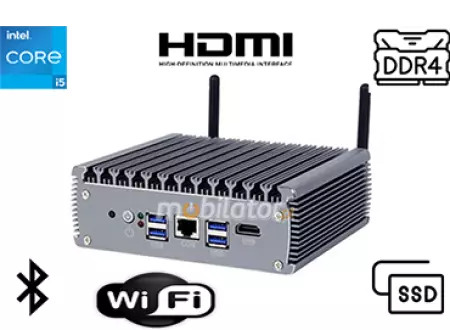 yBOX-X56-(6LAN)-I5 1135G7 Lekki mały przemysłowy komputer, dla biura, magazynu, 6 LAN, 8GB RAM, 256GB SSD, Wifi, Bluetooth