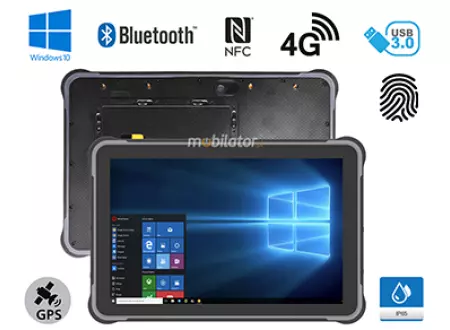 MobiPAD JST11 - Przemysłowy tablet z ekranem 10.1 cala 1920x1200, procesorem Intel N5100, 4G, Windows 10, GPS, NFC, RJ45, USB 3.0, WiFi, Bluetooth, aparatami 5MPx/13MPx, czytnikiem linii papilarnych, wielozadaniowy