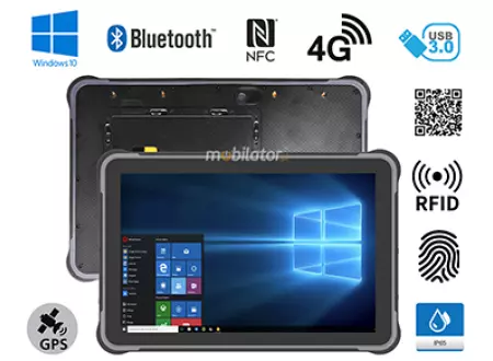 MobiPAD JST11 - Wielofunkcyjny tablet przemysłowy IP65, 8GB RAM, 256GB ROM, Windows 10, Intel N5100, high precision GPS, NFC, RJ45, USB 3.0, WiFi, Bluetooth, skaner 2D Honeywell N4680, czytnik linii papilarnych, UHF RFID (3-4m), odporny na wysokie i 