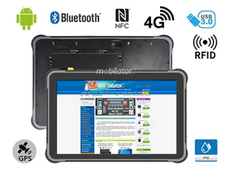 MobiPAD A311-R2 - Profesjonalny tablet przemysłowy 10.1 cala, Android 12, 8GB RAM, 256GB ROM, IP65, GPS, NFC, UHF RFID (0.8-1 metra), Bluetooth 5.0, 450 nits, 1920x1200, odporny na ekstremalne warunki