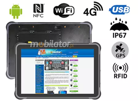 MobiPAD A311-A7 - wytrzymały tablet przemysłowy z normą IP67, NFC, 8GB RAM, 256GB ROM, Bluetooth 5.0, procesor MT6789 - 8 x 2.2 GHz, 4G LTE, Android 13.0, UHF RFID 865-868MHz (3-4m), 10.1 cala, 1920x1200, 450 nits