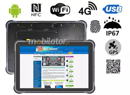 MobiPAD A311-A7 - Wydajny tablet 12GB RAM, 256GB ROM, NFC, Bluetooth 5.0, WiFi, procesor MT6789 - 8 x 2.2 GHz, 4G LTE, Android 13.0, GPS, 10.1 cala, 1920x1200, IP67, 450 nits, z czytnikiem linii papilarnych i skanerem 2D Honeywell N4680