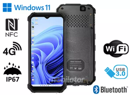 MobiPAD HS6 - Nowoczesny i wytrzymały, 6.5 cala, Windows 11, 8GB RAM, 256GB ROM, Intel Celeron N100, NFC, GPS, Bluetooth 5.0, 4G LTE, 1600x720, 410 nits, odporny na ekstremalne warunki, norma IP67