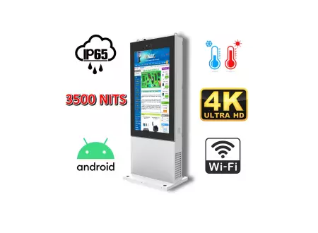 Gablota zewnętrzna odporna na deszcz i mróz Wandaloodporny totem zewnętrzny Infokiosk z normą odporności IP  NoMobi Trex Hi75