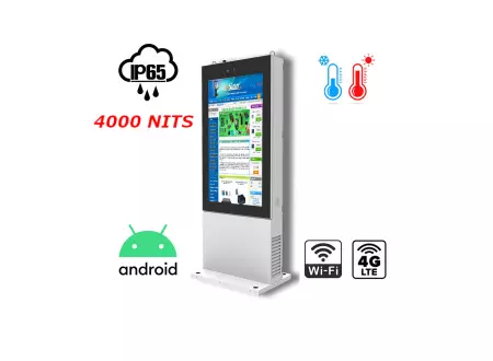 Odporny totem zewnętrzny do użytku zewnętrznego Gablota informacyjna na lotnisko  Wytrzymały na warunki zewnętrzne NoMobi Trex Hi75