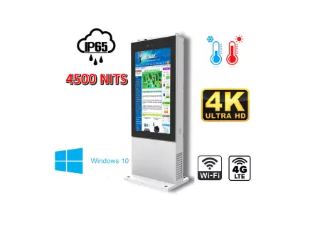 Gablota zewnętrzna odporna na deszcz i mróz Wandaloodporny totem zewnętrzny Infokiosk z normą odporności IP65  NoMobi Trex Hi43W